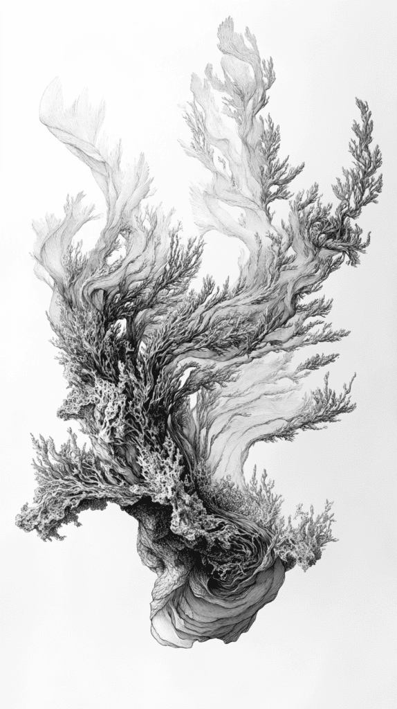 Explore the Depths: 19 Underwater Drawing Ideas You Haven't Tried Yet 38 Intricate Seaweed Dance 3