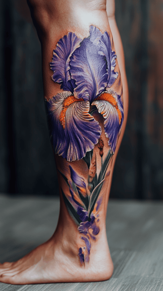 17 Flower Tattoo Ideas That Empower Women with Every Petal and Thorn 24 Iris of Wisdom and Courage