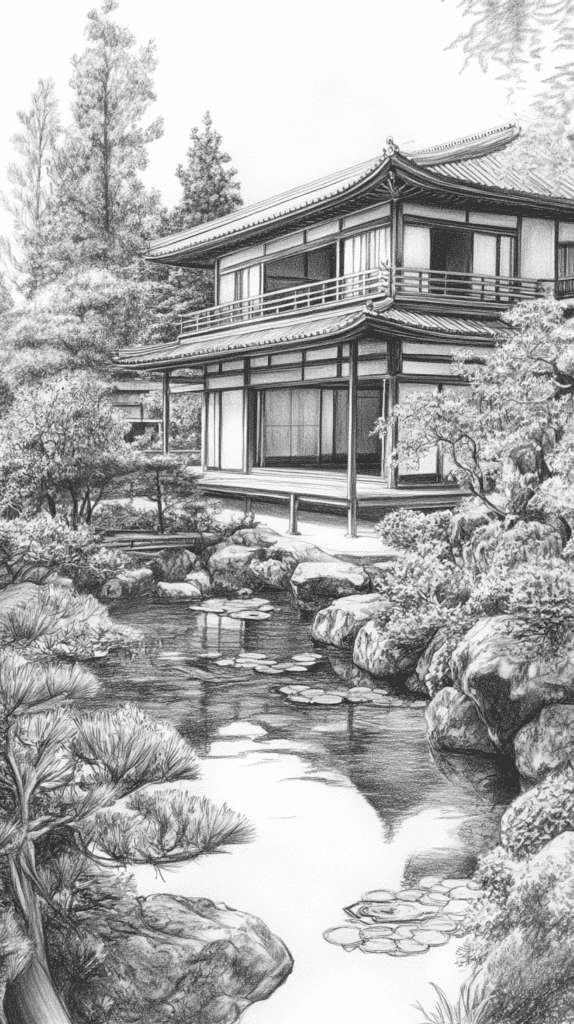 Explore 19 House Drawing Ideas That Blend Imagination with Reality 33 Japanese Zen Escape