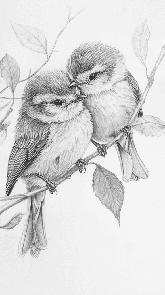 Unlock Your Heart: 18 Romantic Drawing Ideas That Capture Love Perfectly 14 Lovebirds on a Branch