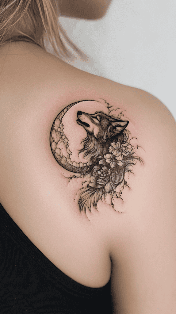Explore 15 Female Wolf Tattoos That Symbolize Power and Grace 6 Lunar Connection 3