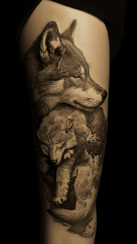 Explore 15 Female Wolf Tattoos That Symbolize Power and Grace 33 Majestic Mother