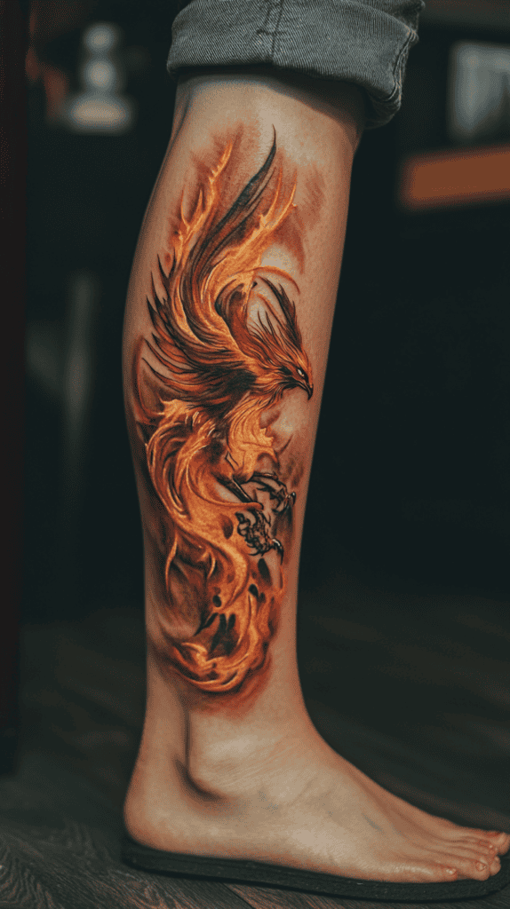 32 Gorgeous Female Leg Sleeve Tattoos 17 Majestic Phoenix Rising 2