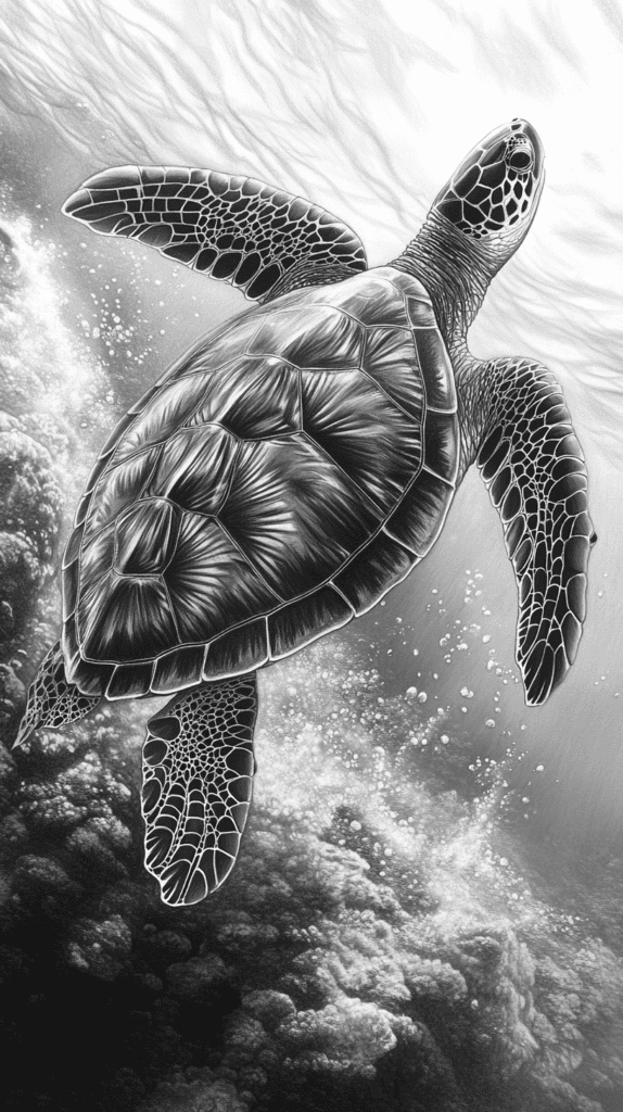 Dive Deep: 18 Ocean-Inspired Drawing Ideas That Will Captivate Your Imagination 4 Majestic Sea Turtles 3