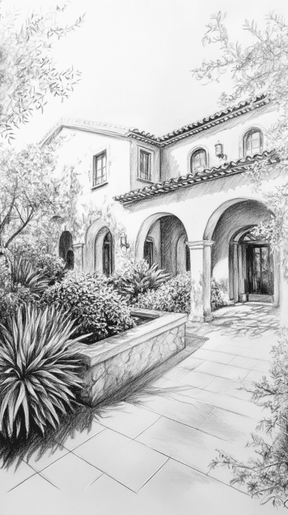 Explore 19 House Drawing Ideas That Blend Imagination with Reality 43 Mediterranean Villa Vibe 2