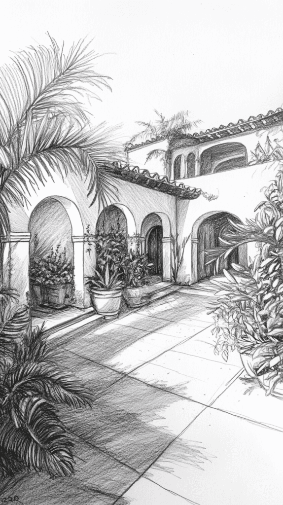 Explore 19 House Drawing Ideas That Blend Imagination with Reality 44 Mediterranean Villa Vibe 3