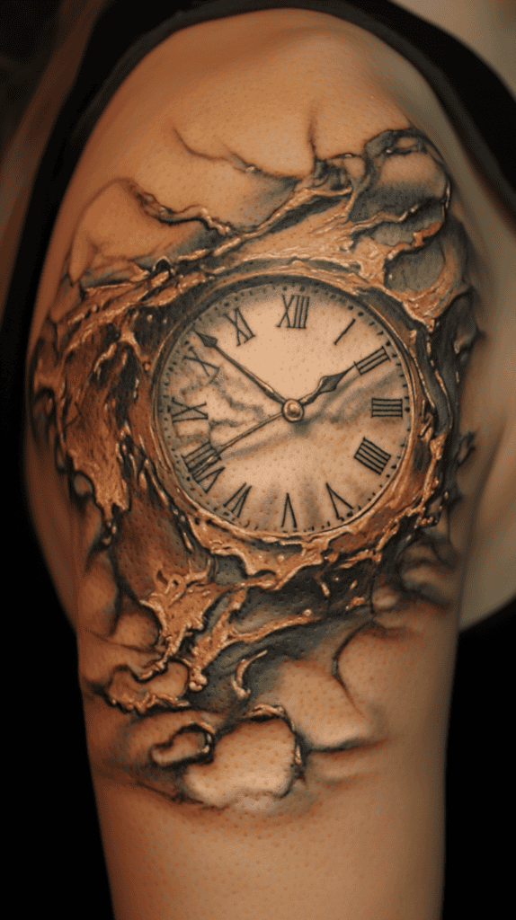 18 Emo Tattoo Ideas Worth Considering for Self-Expression 21 Melting Clock 2