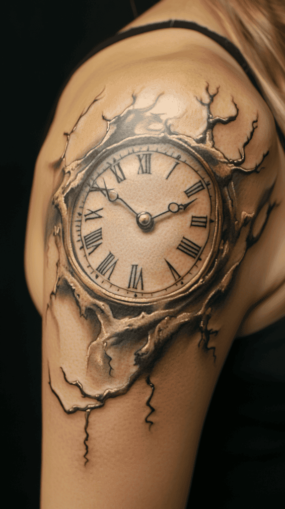 18 Emo Tattoo Ideas Worth Considering for Self-Expression 22 Melting Clock 3