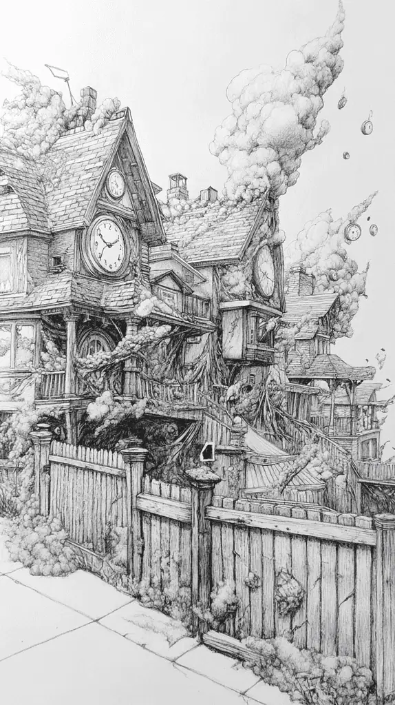 These 30 Trippy Drawing Ideas That Will Revolutionize Your Art 6 Melting Clocks in Suburbia 2