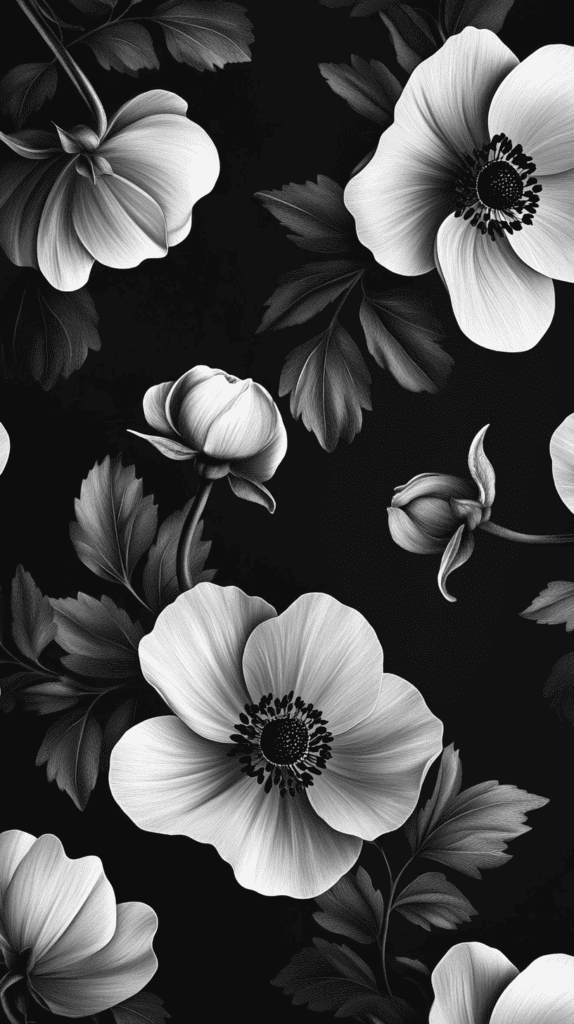 18 Floral Wallpapers to Revamp Your Phone Screen 14 Monochrome Floral Fantasy 2
