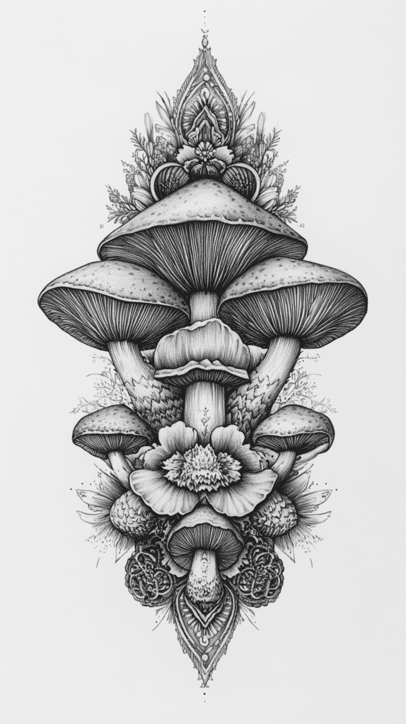 Mushroom Artistry: 17 Unique Drawing Ideas to Spark Your Imagination 17 Mushroom Mandala 2