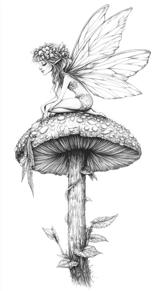 Mushroom Artistry: 17 Unique Drawing Ideas to Spark Your Imagination 27 Mushroom and Fairy Duo 3