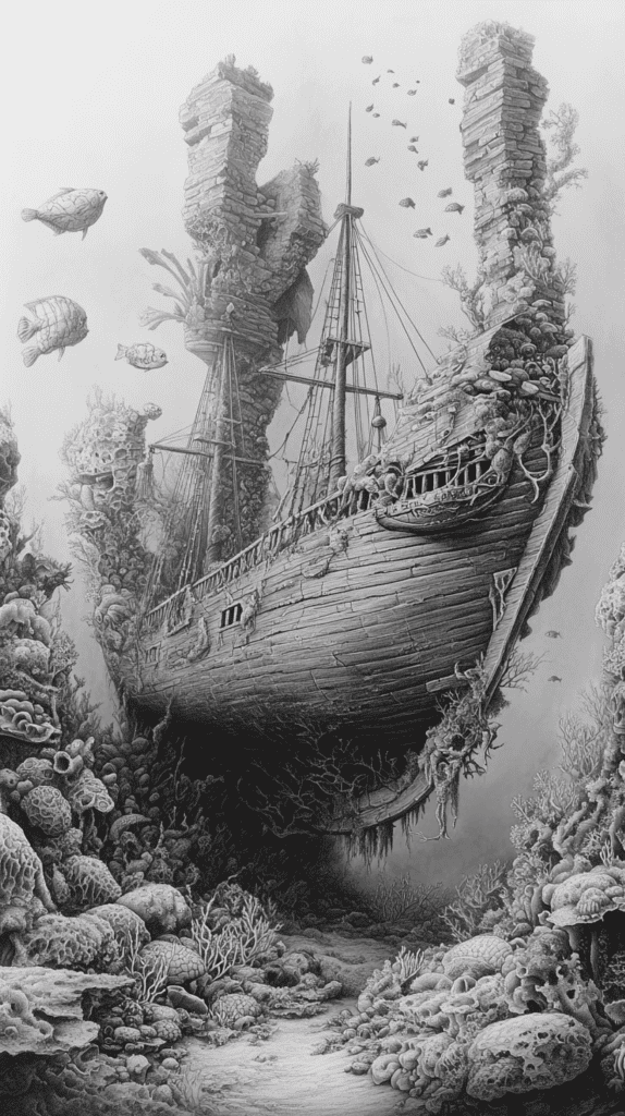 Explore the Depths: 19 Underwater Drawing Ideas You Haven't Tried Yet 12 Mysterious Sunken Ship