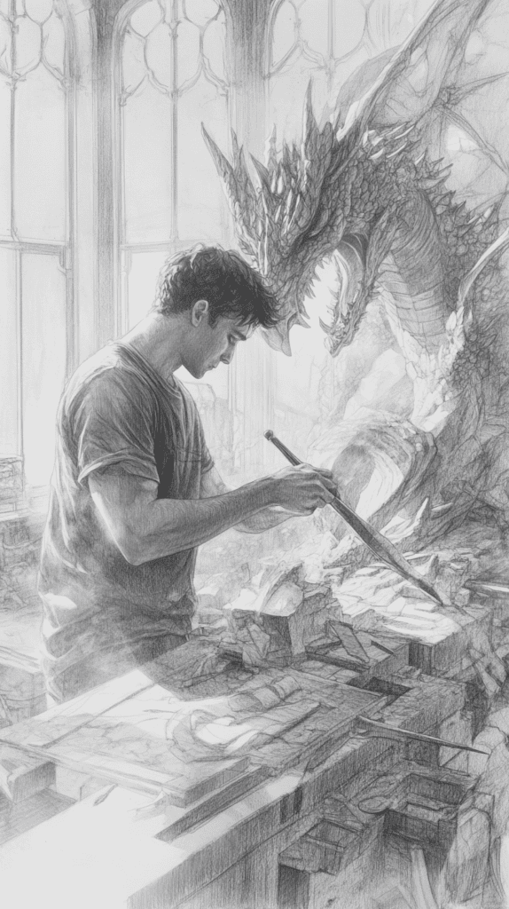 The Magic of Anime: 18 Drawing Ideas That Will Captivate Your Imagination 38 Mythical Creature Sculptor 2