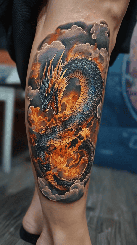 32 Gorgeous Female Leg Sleeve Tattoos 19 Mythical Dragon Realm 2