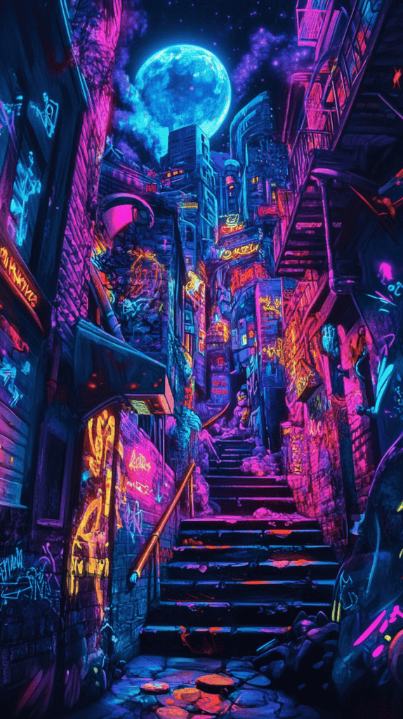 From Dusk Till Dawn: 21 Night-Inspired Wallpapers That Will Illuminate Your Phone 22 Neon Street Art After Dark 2