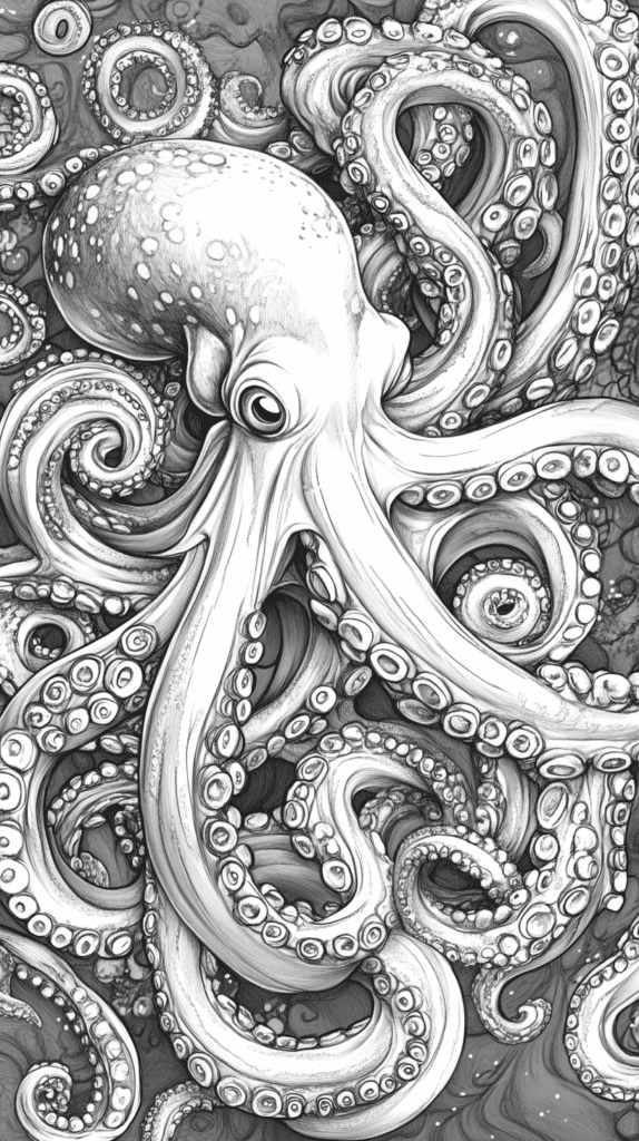 Dive Deep: 18 Ocean-Inspired Drawing Ideas That Will Captivate Your Imagination 25 Octopus in Motion
