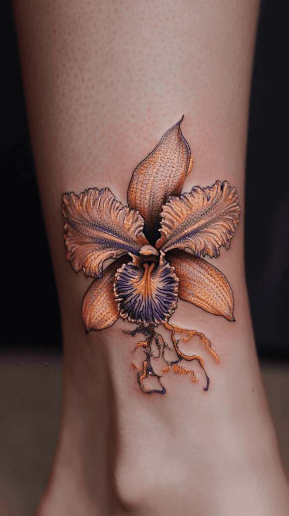 17 Flower Tattoo Ideas That Empower Women with Every Petal and Thorn 15 Orchid of Exotic Beauty 2