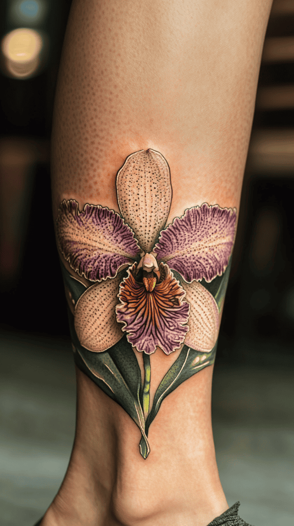 17 Flower Tattoo Ideas That Empower Women with Every Petal and Thorn 16 Orchid of Exotic Beauty 3