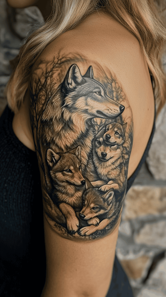 Explore 15 Female Wolf Tattoos That Symbolize Power and Grace 8 Pack Loyalty 2