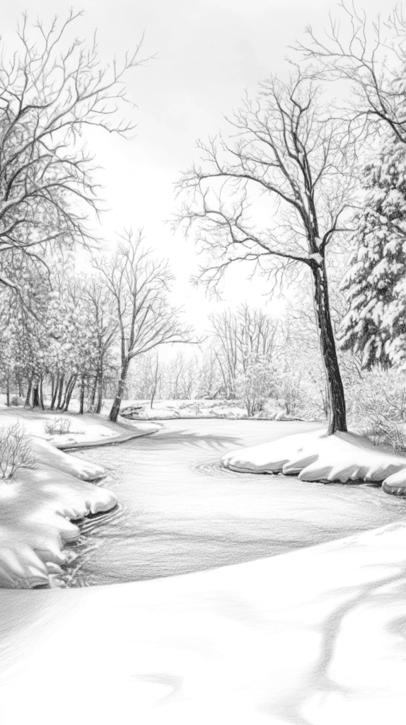 15 Christmas Drawing Ideas to Try This Holiday Season 35 Peaceful Winter Landscape 2