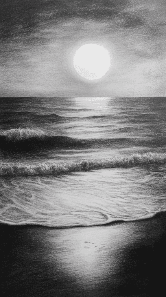 Dive Deep: 18 Ocean-Inspired Drawing Ideas That Will Captivate Your Imagination 44 Pearly Moonlit Tides 3