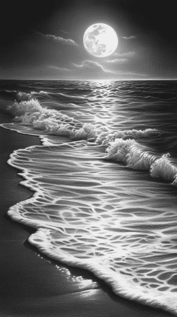 Dive Deep: 18 Ocean-Inspired Drawing Ideas That Will Captivate Your Imagination 42 Pearly Moonlit Tides