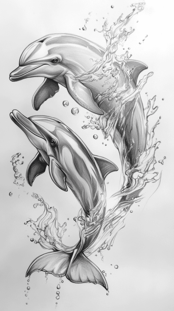 Explore the Depths: 19 Underwater Drawing Ideas You Haven't Tried Yet 11 Playful Dolphin Duo 3