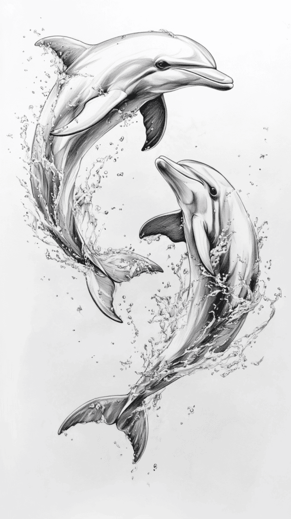 Explore the Depths: 19 Underwater Drawing Ideas You Haven't Tried Yet 9 Playful Dolphin Duo