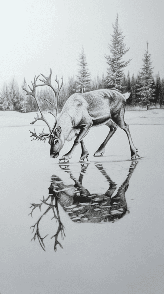 15 Christmas Drawing Ideas to Try This Holiday Season 15 Playful Reindeer on Ice 3