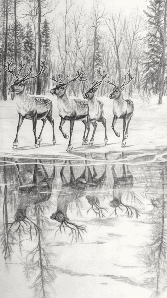 15 Christmas Drawing Ideas to Try This Holiday Season 13 Playful Reindeer on Ice