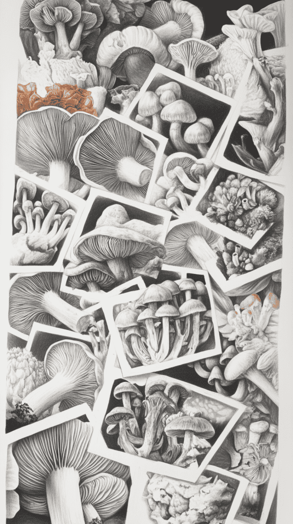 Mushroom Artistry: 17 Unique Drawing Ideas to Spark Your Imagination 36 Polaroid Mushroom Collection