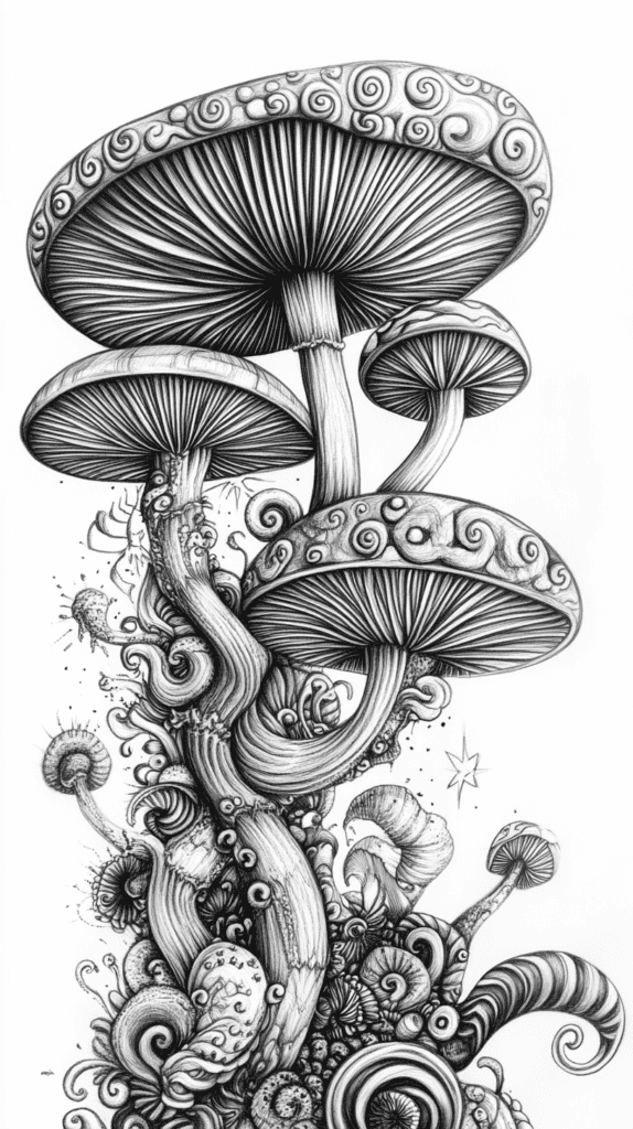 Mushroom Artistry: 17 Unique Drawing Ideas to Spark Your Imagination 8 Psychedelic Mushroom Patterns