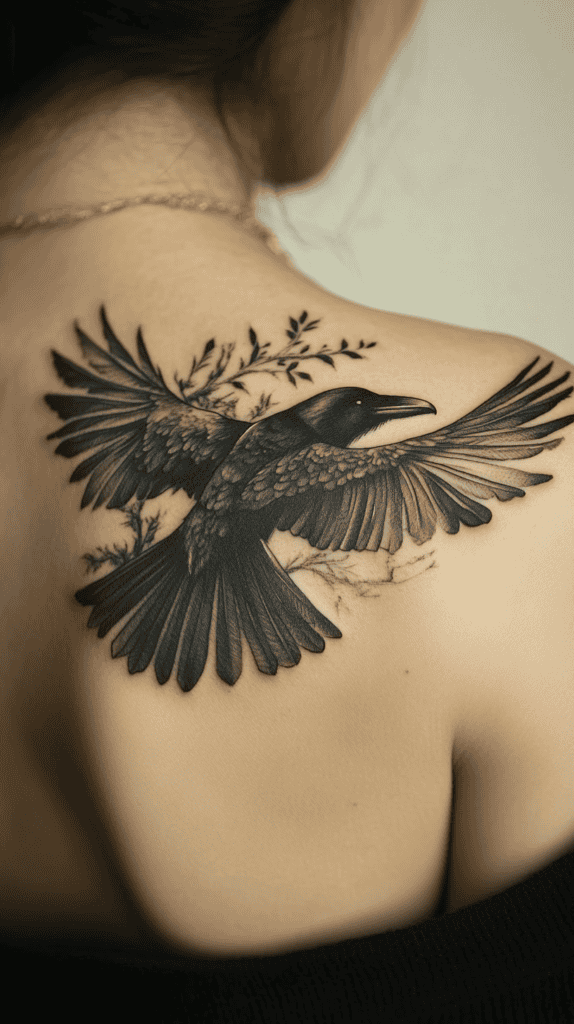 18 Emo Tattoo Ideas Worth Considering for Self-Expression 27 Raven in Flight 2