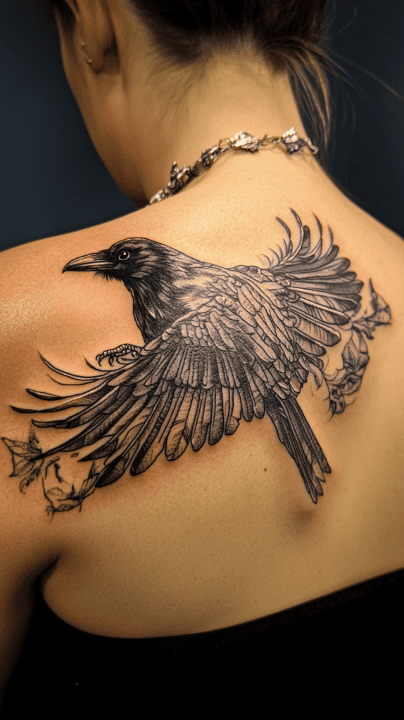 18 Emo Tattoo Ideas Worth Considering for Self-Expression 26 Raven in Flight