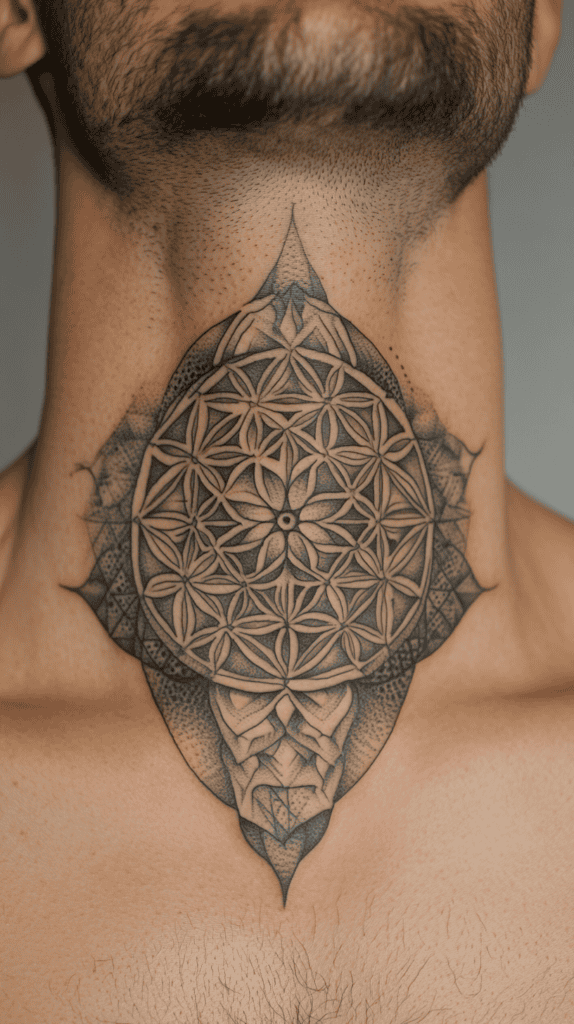 15 Neck Tattoo Ideas for Men Worth Considering 29 Sacred Geometry