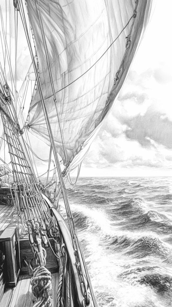 Dive Deep: 18 Ocean-Inspired Drawing Ideas That Will Captivate Your Imagination 19 Sailing Ships on the Horizon 2