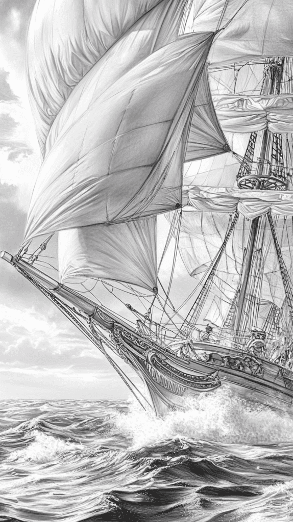 Dive Deep: 18 Ocean-Inspired Drawing Ideas That Will Captivate Your Imagination 18 Sailing Ships on the Horizon