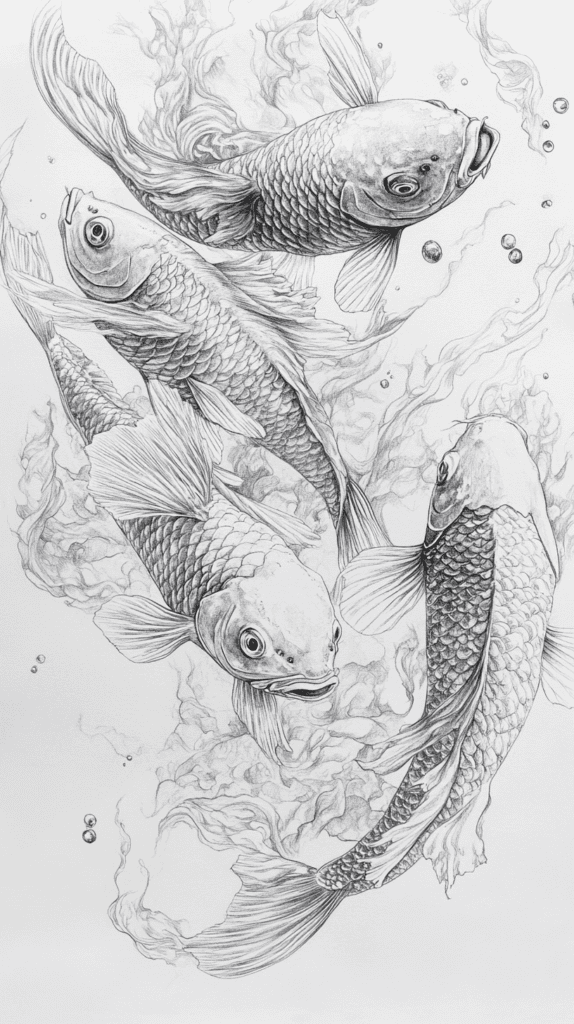 Dive Deep: 18 Ocean-Inspired Drawing Ideas That Will Captivate Your Imagination 33 Shimmering School of Fish 1