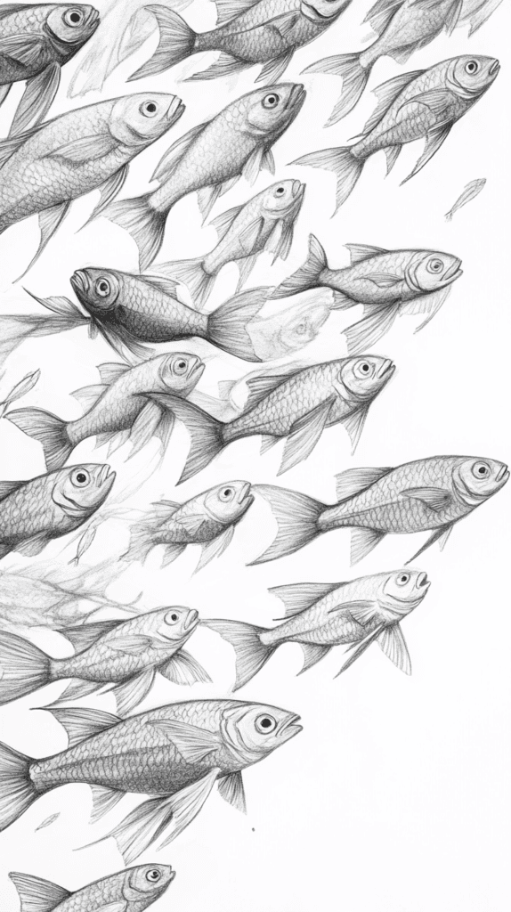 Explore the Depths: 19 Underwater Drawing Ideas You Haven't Tried Yet 19 Shimmering School of Fish 2