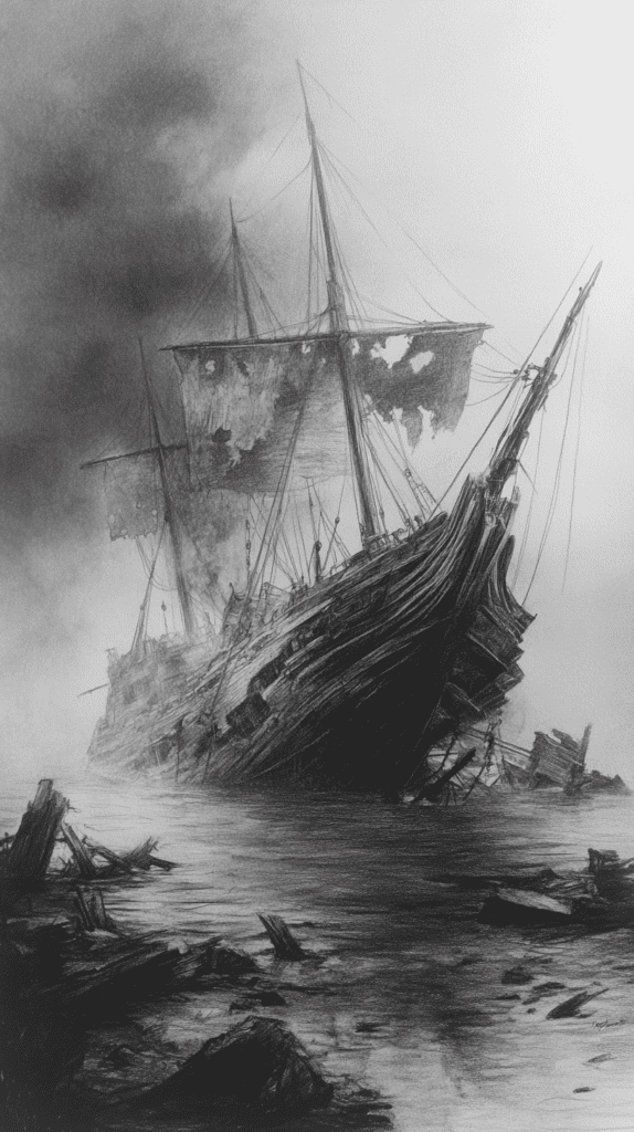 From Eerie to Enchanting: 16 Halloween Drawing Ideas You Never Imagined 43 Spectral Shipwreck Shores 3