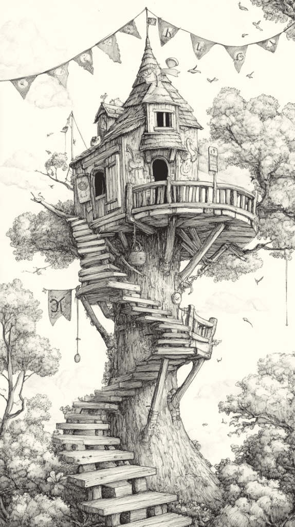 Explore 19 House Drawing Ideas That Blend Imagination with Reality 41 Storybook Tree House 2
