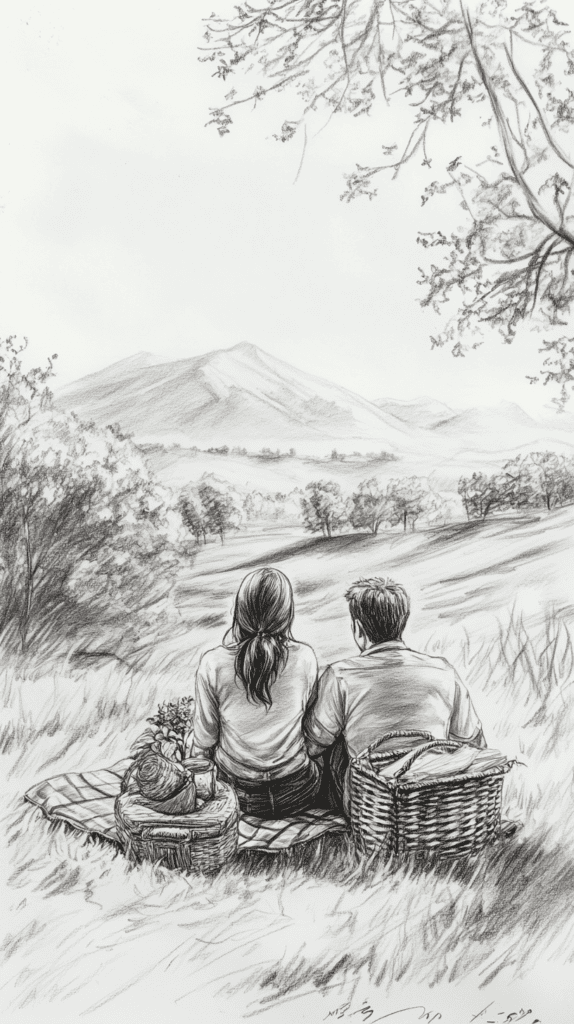 Unlock Your Heart: 18 Romantic Drawing Ideas That Capture Love Perfectly 40 Sunrise Picnic 3