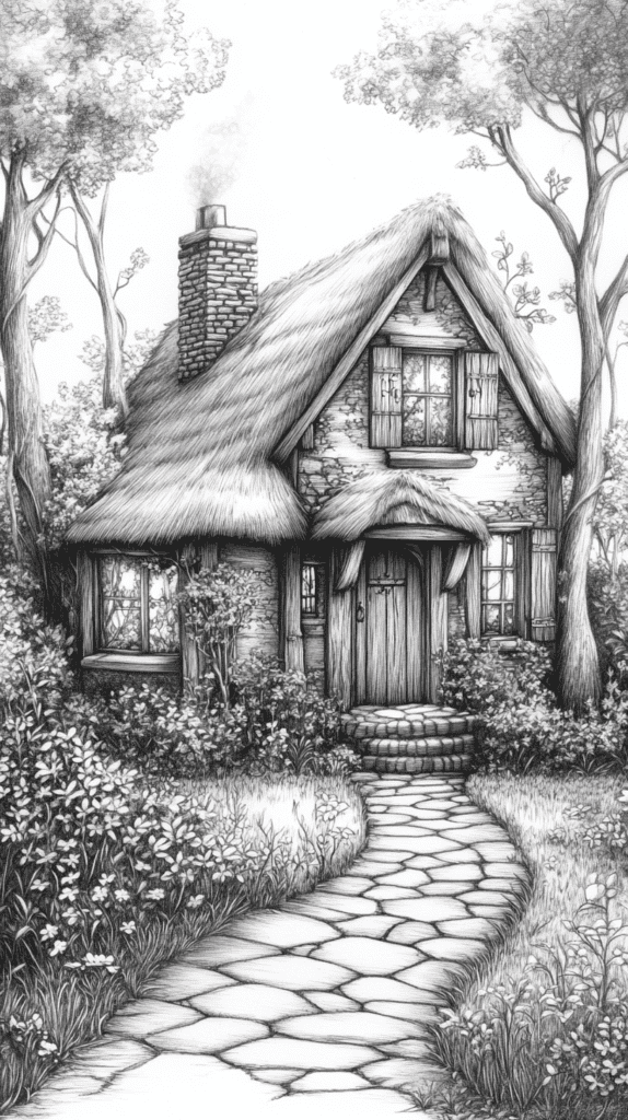 Explore 19 House Drawing Ideas That Blend Imagination with Reality 2 The Dream Cottage