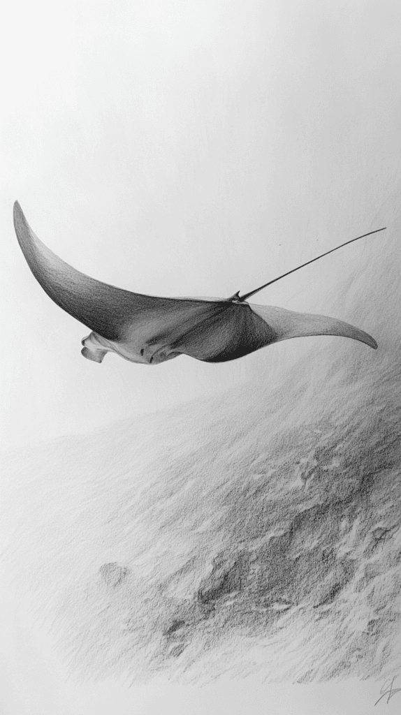Explore the Depths: 19 Underwater Drawing Ideas You Haven't Tried Yet 16 The Elegant Manta Ray 2
