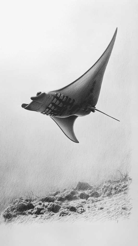 Explore the Depths: 19 Underwater Drawing Ideas You Haven't Tried Yet 17 The Elegant Manta Ray 3