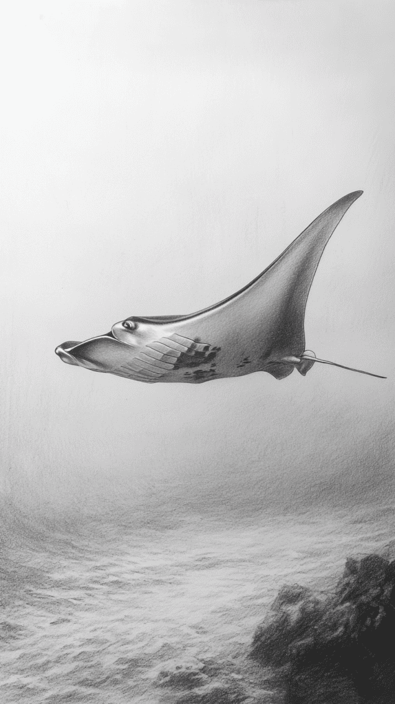 Explore the Depths: 19 Underwater Drawing Ideas You Haven't Tried Yet 15 The Elegant Manta Ray