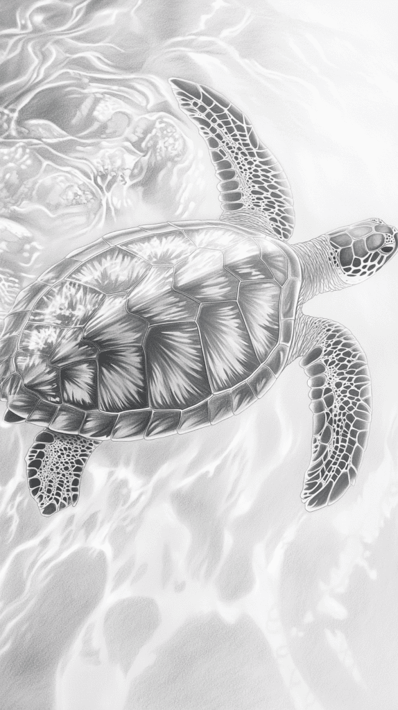 Explore the Depths: 19 Underwater Drawing Ideas You Haven't Tried Yet 3 The Graceful Sea Turtle 2