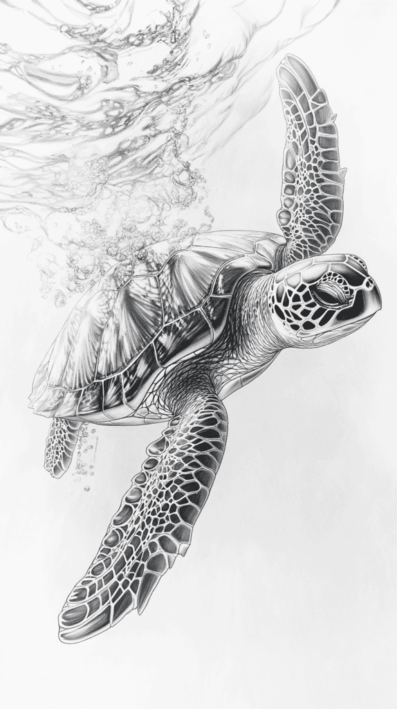 Explore the Depths: 19 Underwater Drawing Ideas You Haven't Tried Yet 4 The Graceful Sea Turtle 3