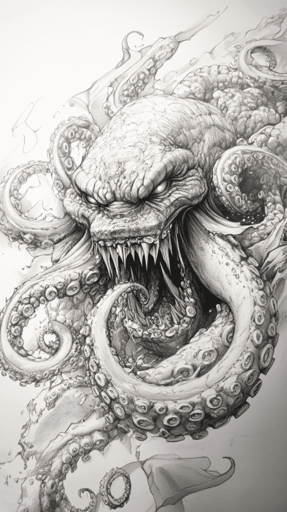 Dive Deep: 18 Ocean-Inspired Drawing Ideas That Will Captivate Your Imagination 17 The Kraken Awakes 2
